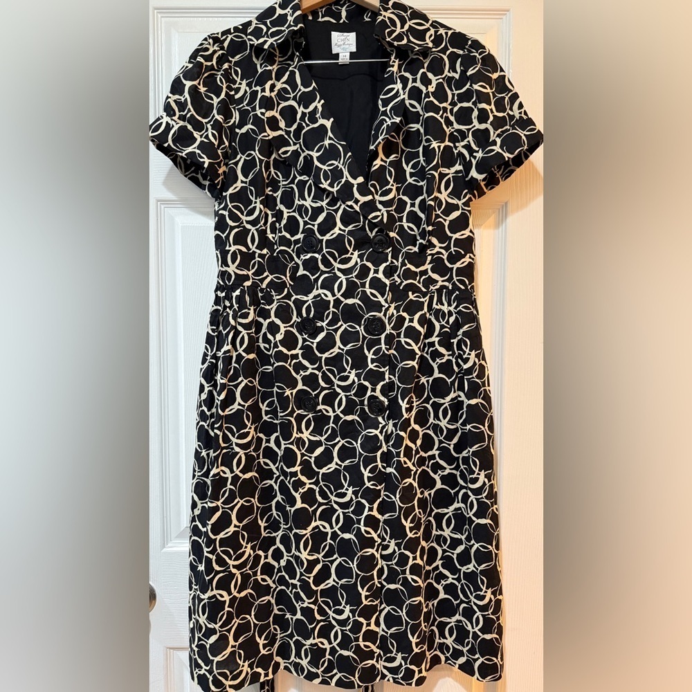 Suzi Chin for Maggy Boutique 100% Cotton Black and White Midi Dress